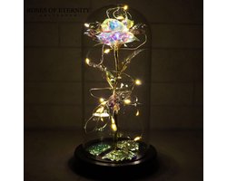 Roses of Eternity - Galaxy roos in glazen stolp met LED - Cadeau voor vrouw, (beste) vriendin, haar - Valentijn - Moederdag - Valentijnsdag - Huwelijk - Eeuwige Roos - Romantisch Liefdes - rozen in glas — cadeau in VALENTIJNSDAG 🌹