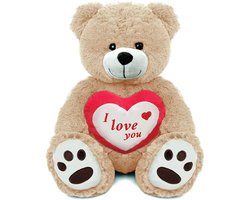 Teddybeer Barry met I Love You Hart Pluche Knuffel XXL 100 cm - Liefde Love Teddybeer - Valentijnsdag Cadeautjes Man Vrouw - Knuffelbeer Valentijnsdag - Ik hou van jou - I Love You - Heart Plush Toy — cadeau in Spellen & Speelgoed