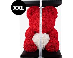 Roses of Eternity - XXL Rose bear met hart & giftbox - rozen beer - Valentijn - Valentijnsdag - Moederdag - Romantisch Liefdes cadeautje - Cadeau voor vrouw - Huwelijk - Vriendin - rood — cadeau in VALENTIJNSDAG 🌹