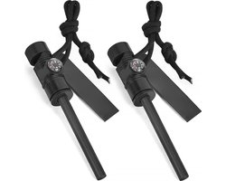 YONO Vuurstarter Set – 2 Stuks – Vuursteen Strijker, Noodfluit en Kompas – Firesteel voor Outdoor, Kamperen en Survival - Magnesium Stick — cadeau in Sport & Outdoor