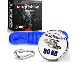 Magfishion Magneetvissen 50 KG Trekkracht - Mini Vismagneet - 10 Meter Lang Touw + Karabijnhaak met Schroefsluiting - Magneet Vissen - Outdoor - Starters Magneet - Magneetvissen Kinderen - Vaderdag Cadeau — cadeau in Sport & Outdoor