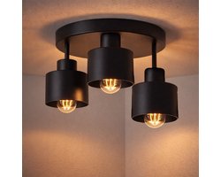 WoonWonder Industrieel Zwart - 3 x max. 60 Watt (E27) - Plafonnière Woonkamer, Kinderkamer, Slaapkamer - excl. lichtbron — cadeau in Wonen & Interieur