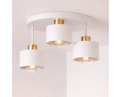 WoonWonder Industrieel Wit - 3 x max. 60 Watt (E27) - Hangklaar - Plafonnière Woonkamer, Kinderkamer, Slaapkamer - excl. lichtbron — cadeau in Wonen & Interieur