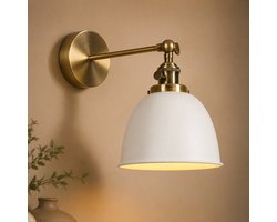 Clarvel Senna Wandlamp Goud/Wit - Industriële Wandlamp - E27 Wandverlichting - Gouden Design Wandlamp - Wandlamp voor Slaapkamer, Woonkamer, Hal en Werkkamer — cadeau in Wonen & Interieur