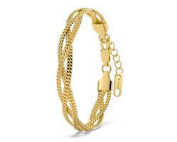 Malinsi® Armband Dames Triplet Chain - Gold Plated RVS - Verstelbaar 17-20,5cm - Sieraden Armbanden Vrouw Goudkleurig — cadeau in Sieraden