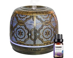 Aroma Diffuser - Luchtbevochtiger - Aromatherapie - Verstuiver etherische olie - Luchtbevochtiger - Geurverspreider – Aromadiffusers - Vernevelaar - 500ML - inclusief geurolie - Mobstore — cadeau in Verzorging