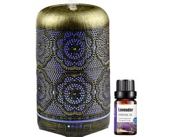 Aroma Diffuser - Luchtbevochtiger - Aromatherapie - Verstuiver etherische olie - Luchtbevochtiger - Geurverspreider – Aromadiffusers - Vernevelaar - 260ML - inclusief geurolie - Mobstore — cadeau in Verzorging
