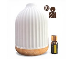 HALUNI® Serenity Stone 250 – Aroma Diffuser 250ml – Keramische Geurverspreider & Luchtbevochtiger – Ultrasoon – Stil – Met Timer & Verlichting — cadeau in Verzorging