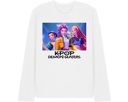 Kpop Demon Hunters Heroic Huntrix Huntrx Unisex T-shirt met lange mouwen - Wit - M — cadeau in Cadeau-ideeën