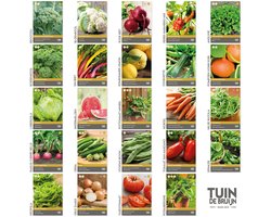 Groentezadenpakket - moestuin zaden - 24 soorten groenten kweken - wortel, radijs, bloemkool, boerenkool, tomaat, sla, spinazie en meer — cadeau in Tuin & Klussen