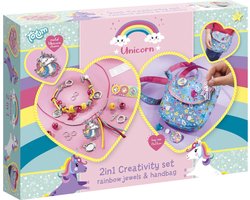 Totum Unicorn 2 in 1 knutselset armbandjes maken sieraden en tasje versieren - creatief speelgoed meisjes vanaf 4 jaar cadeau tip knutselen — cadeau in Spellen & Speelgoed