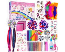 Allerion Glitter Knutseldoos Unicorn - 1043-delig Knutselpakket voor Kinderen - Creatief Speelgoed Meisjes & Jongens - Unicorn Cadeau - Met Lijm, Schaar, Stickers & Foam Vormpjes — cadeau in Hobby
