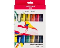 Amsterdam Standard Series acrylverf algemene selectie set | 12 × 20 ml — cadeau in Hobby