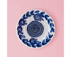 Rasp Bordje Blue Nerja - Blauw en Wit handgeschilderd - Rasp Schaaltje - Knoflook Rasp Bordje - Gember Rasp - Knoflookrasp - Cadeau Kookliefhebber - Raspen - Keramiek rasp — cadeau in Kookcadeaus