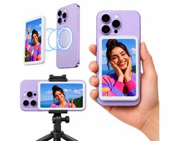 Selfie Monitor voor Telefoon - iPhone & Android - Selfie Scherm - Display - Smartphone Camera Accessoires - Elektronica - Gadgets Mannen / Vrouwen - Incl. USB-C Kabel - Silvergear — cadeau in Telefoon & Tablet