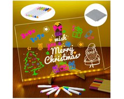 Tekenprojector voor telefoon en tablet - Kleurrijk LED-berichtenbord voor kinderen - DIY-tekenbord voor kinderen met verlichting - Met verstelbare standaard en 7 kleurstiften - 30 * 20 cm - Geschikt voor kamers / winkels / festivals / cadeaus — cadeau in Spellen & Speelgoed