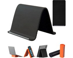 Opvouwbare Telefoonhouder & Tablet Standaard - Siliconen - zwart - Telefoon Standaard Koningsdag Gadget - Draagbare Siliconen Telefoonhouder - Universeel - Compact & Lichtgewicht - Voor iPhone, Samsung, iPad - Cadeautje — cadeau in Telefoon & Tablet