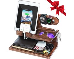 Houten dockingstation voor telefoon en tablet - Bureau-organizer en cadeau-ideeën — cadeau in Wonen & Interieur