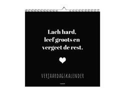 Verjaardagskalender Geluksmomenten - Inspiratie - Kalender - Wandkalender - Moederdag - Cadeau Mama - Planner - Positieve Spreuken - Motivatie - Black & White - Geluk - Maandplanner - 21 x 21 Cm - Zwart & Wit - Birthday - Inspirerend - Positiviteit — cadeau in Kalenders & Planners