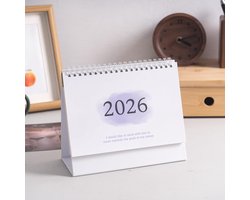 2025.07-2026.12 Minimalistische bureaukalender - Spiraalgebonden, opvouwbare, rechtopstaande planner met aquarelprint, kleurrijke maandoverzichten, takenlijst en notitiegedeelte - Cadeau voor kantoor, studie en thuis, met inspirerende citaten (Paars) — cadeau in Kalenders & Planners