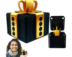 Vervelende Cadeaudoos - met Schroeven - Geschenkdoos - Middelvinger Grapcadeau - Zwart/Goud Prank Gift Box - Grappig Cadeau - Verrassingsdoos - Secret Santa - 1 April Grap - 3D Geprint - Irritante Geschenkdoos - Gadget — cadeau in Gadgets