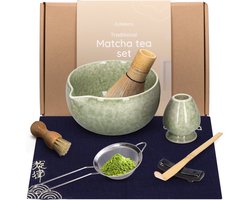 Deleca Traditioneel Matcha Thee Maken Set - Zonder Poeder - Kerst Sinterklaas Cadeau - Premium Kit met Klopper, Whisk en Kom - Complete Starterkit — cadeau in Kookcadeaus