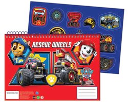 Cadeautje onder 10 euro - Paw Patrol Rescue Wheels A/4 spiraal schetsboek met Stickervel — cadeau in Cadeau-ideeën
