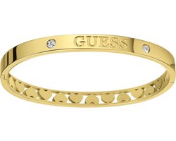 Guess Dames Guess stalen plated bangle armband Heart - Staal - Armband - Cadeau - Stijlvol - Goudkleurig — cadeau in Sieraden