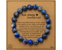 Bixorp Lapis Lazuli Armband op Cadeau Kaartje - Nieuw Hoofdstuk - 8mm / 20cm Edelsteen Kralenarmband - Inclusief Cadeau Envelop — cadeau in Sieraden