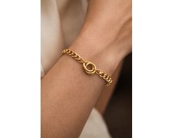 Lundholm Armband Dames Goud kleurig Schakelarmband – Premium Stainless Steel Jewellery Gold Plated – Gouden Armband met Verbonden Ringen (16 + 4 cm) - My Tilda Serie - Luxe Geschenkverpakking – Cadeau voor Haar — cadeau in Sieraden