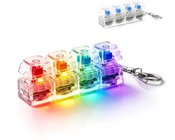 Keyboard Fidget Toy Clicker met LED Verlichting – Toetsenbord Fidget Sleutelhanger – Schoencadeautje - Anti Stress Speelgoed voor Volwassenen & Kinderen – - Transparant met multicolor lampjes — cadeau in Gadgets