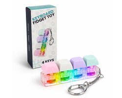 Keyboard Fidget Toy met LED en Sleutelhanger - Met 4 Knoppen - Schoencadeautje -Transparant met pastel knppen — cadeau in Gadgets