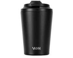 VANN® RVS Koffiebeker to go 350ml - Thermos travel mug - Koffiebeker isolerend met deksel voor onderweg en in de auto - Zwart — cadeau in Koken & Dineren