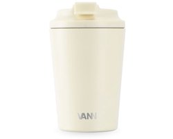 VANN® RVS Koffiebeker to go 350ml - Thermos travel mug - Koffiebeker isolerend met deksel voor onderweg en in de auto - Ivory — cadeau in Koken & Dineren