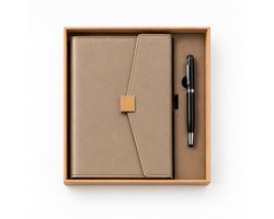 Célestine Co. Luxe Lederen Notitieboek inclusief pen A5 – Premium Dames Journal met Luxe Pen – Navulbare Ringband Planner – Taupe - Beige — cadeau in Cadeau-ideeën
