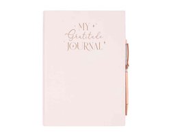 Notitieboek - dankbaarheidsdagboek met rozenkwarts pen – gratitude journal – luxe journal voor dankbaarheid, reflectie en zelfzorg — cadeau in Cadeau-ideeën