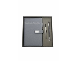 A5 U-Lederen Notitieboek Cadeauset met Pen en 4 Hervullingen – Luxe Persoonlijk Geschenk – “Speciaal voor Jou” – Grijs — cadeau in Cadeau-ideeën