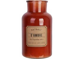 Extra Grote Luxe Apothekerskaars Amber Geur - 26 cm Hoog - Handgemaakte Parfumkaars in Klassieke Glazen Pot - 110 Branduren - Donker Roze — cadeau in Wonen & Interieur