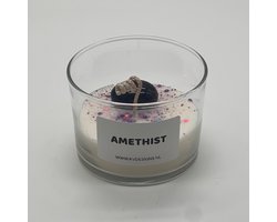 Kaars in glazen pot - edelsteen - Amethist — cadeau in Wonen & Interieur