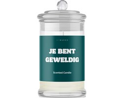 Geurkaars met Tekst - Bedankt Cadeau voor Man en Vrouw Verjaardag - Cotton Geur - in Glazen pot - Je Bent Geweldig - Geschenkset vrouwen, moeder, vader, vriendin, zus, oma, mama, papa - Verwenpakket Vrouw - Cadeautje voor haar — cadeau in Cadeau-ideeën