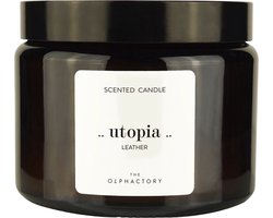 The Olphactory - XL- Geurkaars 360 G -Leather - 60 branduur in luxe amberkleurige glazen pot — cadeau in Wonen & Interieur