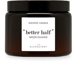 The Olphactory - XL- Geurkaars 360 G -Better half - grooming colgne - 60 branduur in luxe amberkleurige glazen pot — cadeau in Wonen & Interieur