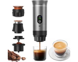 Draagbare 3-in-1 espressomachine, zelfverwarmend en oplaadbaar met slim display — Geschikt voor gemalen koffie, kleine en grote capsules; mini-machine voor op reis en camping, 20 bar extractie, 80 ml kop — cadeau in Kookcadeaus