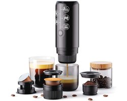 Draagbare espressomachine 12V - Oplaadbare, 3-in-1 koffiezetapparaat voor op reis - Compatibel met NS en DG capsules — cadeau in Kookcadeaus