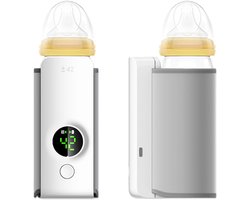 Draagbare Flessenwarmer voor op Reis, Oplaadbare Babyflessenwarmer, Draadloze Draagbare Babymelkverwarmer, 6000 MAh Batterijvoeding, Digitaal Temperatuurdisplay — cadeau in Cadeau-ideeën