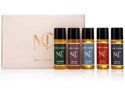 Mon Chemin® Badolie Discovery Set – Vijf Miniaturen Badolie in Luxe Cadeauverpakking — cadeau in Verzorging