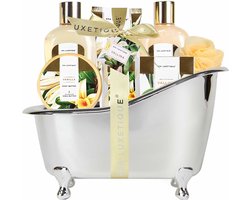 Spa Luxetique - Vanilla Gold - Geschenkset Vrouwen - Verwenpakket Dames - Cadeaupakket in zilveren badkuip - wellness bath - Verjaardag cadeau vrouw - Kado vrouwen, moeder, vriendin, zus, oma, mama - Giftset Cadeautje volwassenen — cadeau in Verzorging