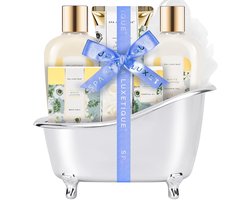 Spa Luxetique - White Jasmine - Geschenkset Vrouwen - Verwenpakket Dames - Cadeaupakket in zilveren badkuip - wellness bath - Verjaardag cadeau vrouw - Kado vrouwen, moeder, vriendin, zus, oma, mama - Giftset Cadeautje volwassenen — cadeau in Verzorging
