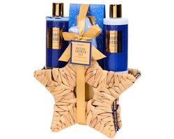 The Beauty Dept. Luxe Bad & Douche Cadeauset – 4-Delige Verzorgingsset voor Haar – Douchegel, Bodylotion, Badzout & Badbom – Verse Bloemengeur – Vegan – Kerstcadeau – Luxe Giftset met Ster Mand + decoratie & Strik Geschenkset | Kerst cadeau tip! — cadeau in Verzorging