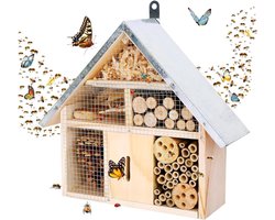 KZQ Houten Bijenhotel Hangend Insectenhotel voor Bijen Vlinders en Lieveheersbeestjes Natuurlijke Habitat voor in de Tuin — cadeau in Tuin & Klussen